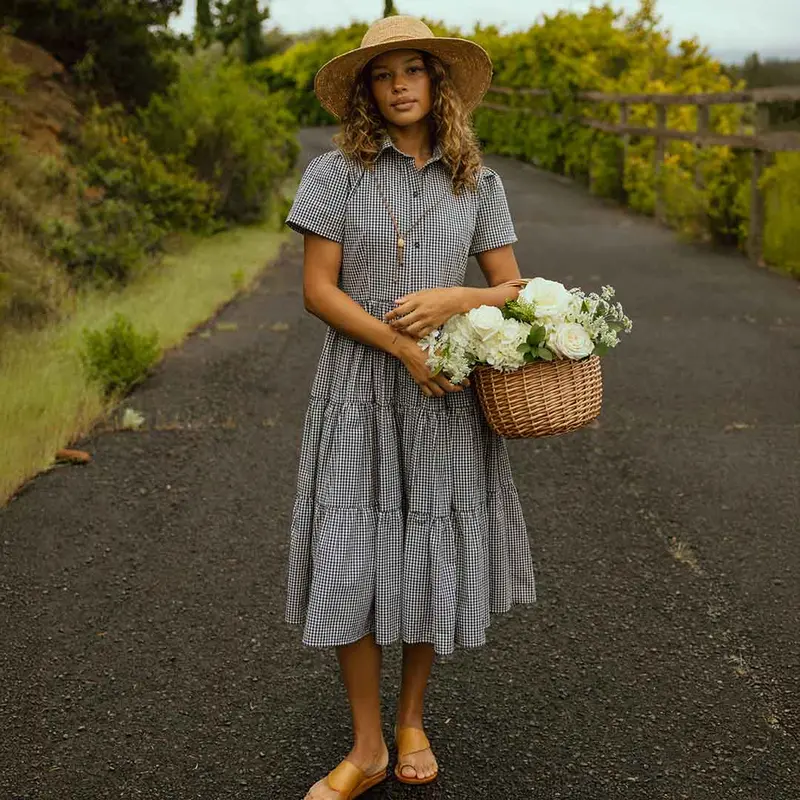 Arroyo Navy Gingham Dress