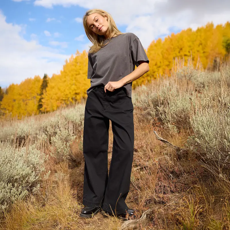 Black Canvas Straight-Leg Trousers