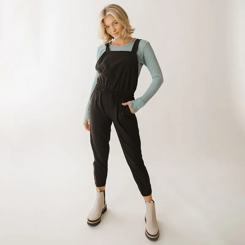 Black Classic Denim Overall Jumpsuit