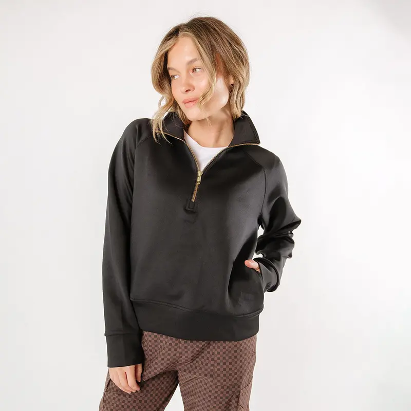 Black Oxford-Style Zip-Up Jacket