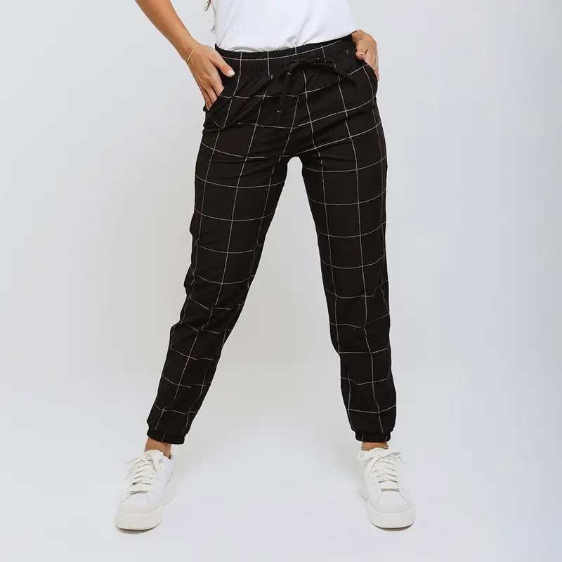 Black Windowpane Everywhere Joggers for Women