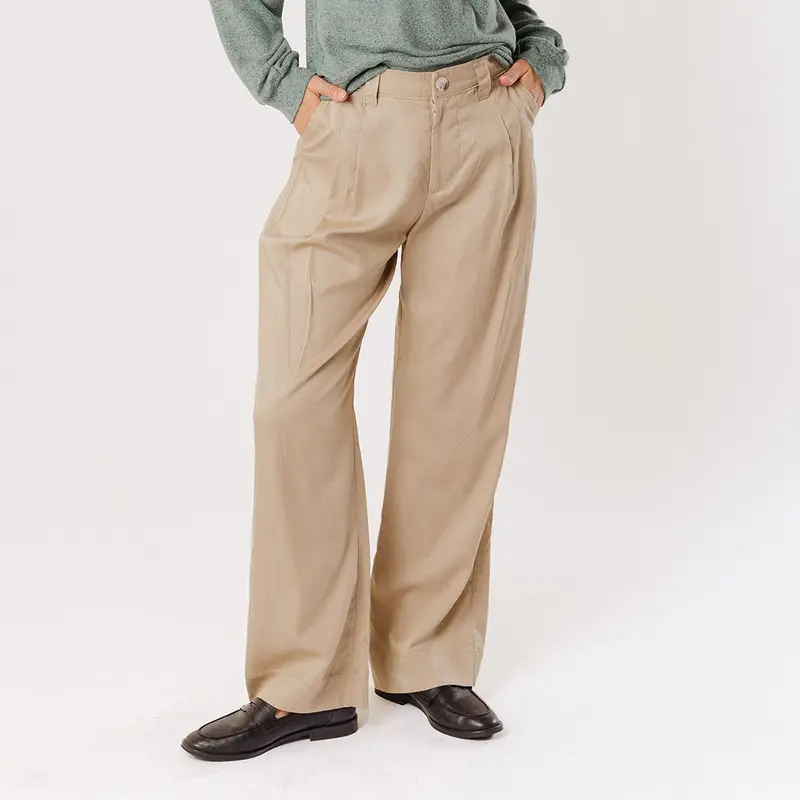 Brown Cotton Pleated Trousers