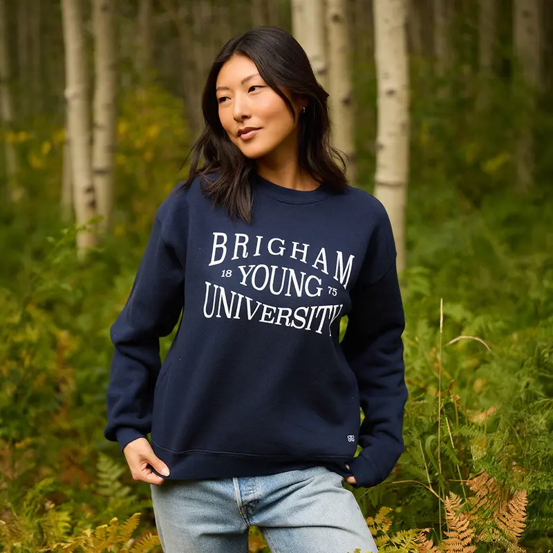 BYU Arrive Navy Crewneck Sweatshirt – Serif Logo
