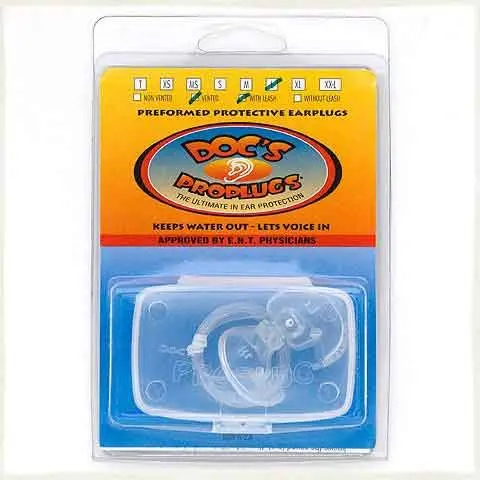 Doc’s Proplugs Vented Earplugs with Secure Leash for Water Sports