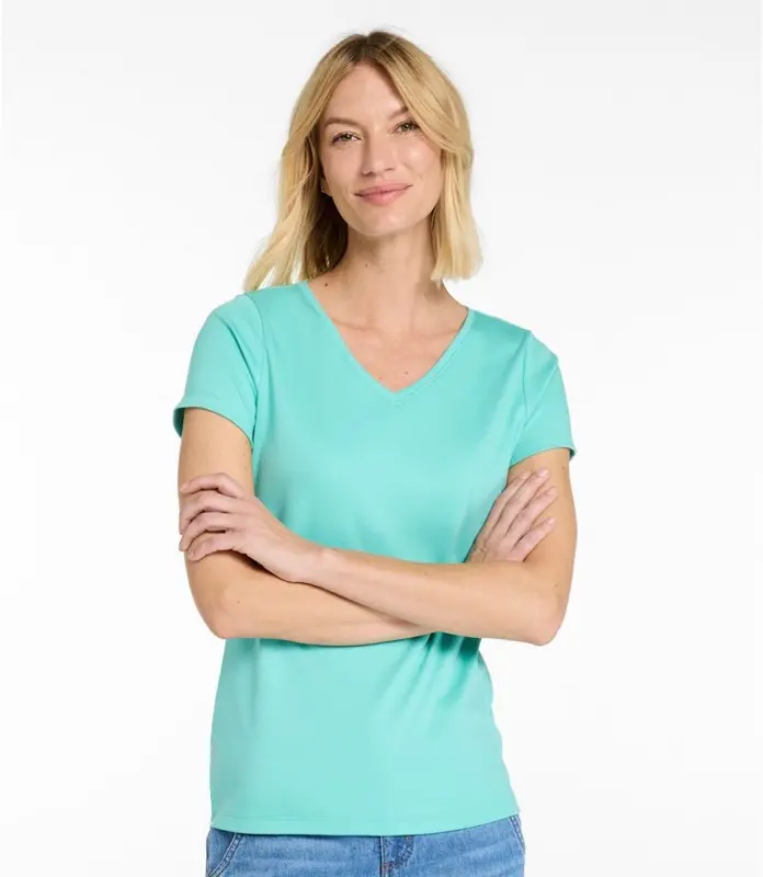 LL Bean Women’s Pima Cotton V-Neck Short-Sleeve Tee – Shaped Fit
