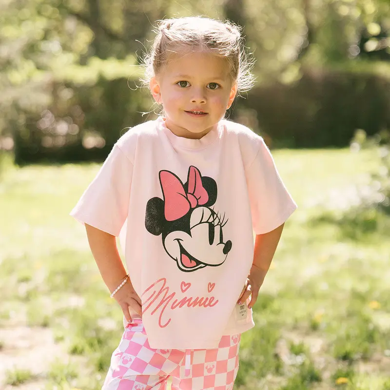 Mini Disney Minnie Mouse Graphic Tee in Vibrant Pink