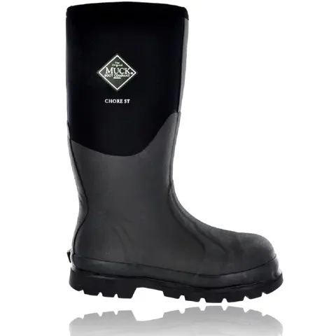 Muck Boots CHS-000A Steel-Toe Chore Tall Boot – 16 Inch, Black