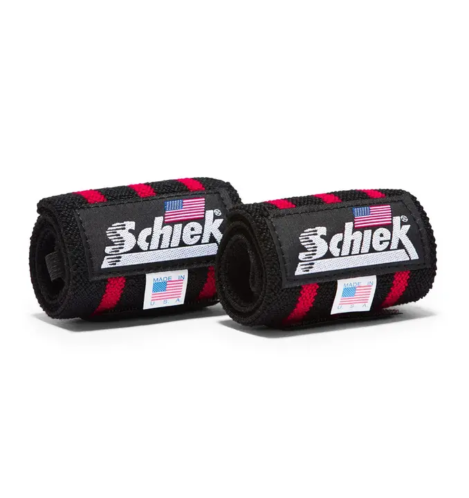 Schiek 12-Inch Black & Red Heavy-Duty Wrist Wraps