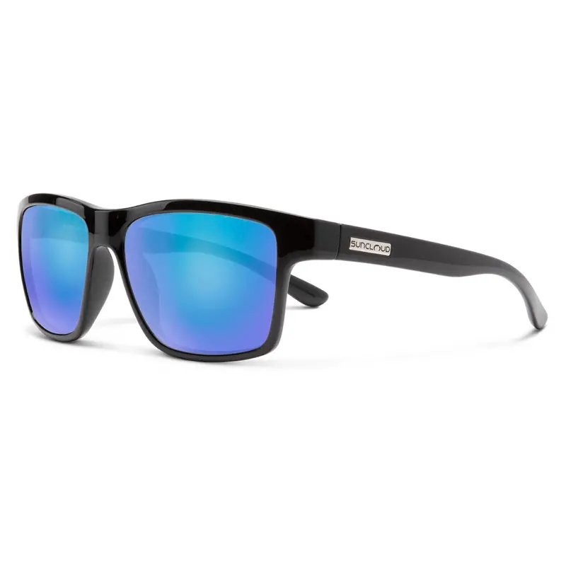 SunCloud A-Team Sunglasses – Black Frame with Polarized Blue Mirror Lenses (205298)
