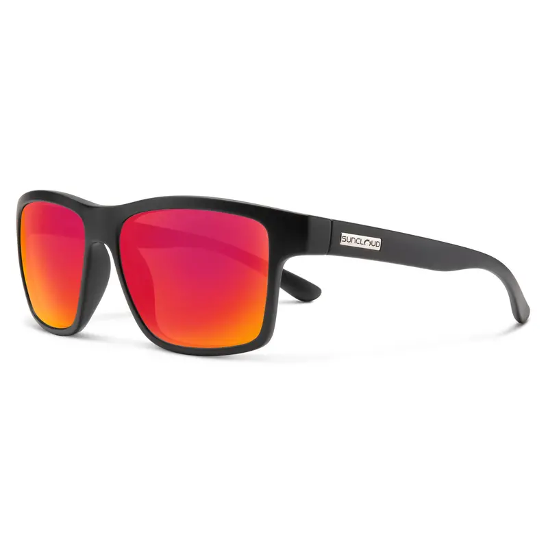 Suncloud A-Team Sunglasses – Matte Black Frame with Polarized Red Mirror Lenses
