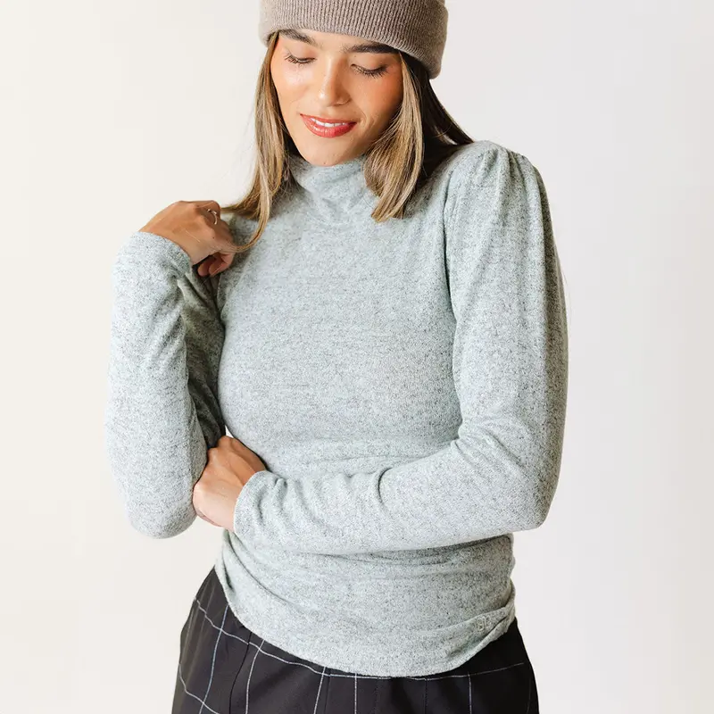 Tatum Ribbed Turtleneck Sweater in Mint