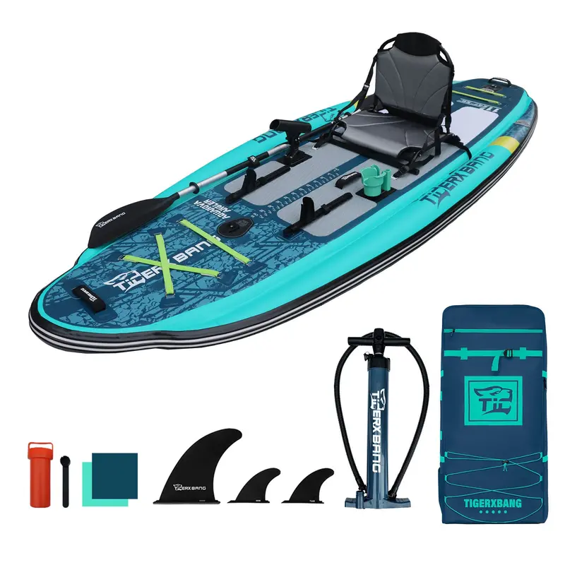 TIGERXBANG 11′ x 47″ x 6″ Inflatable Fishing Kayak – Stable & Durable
