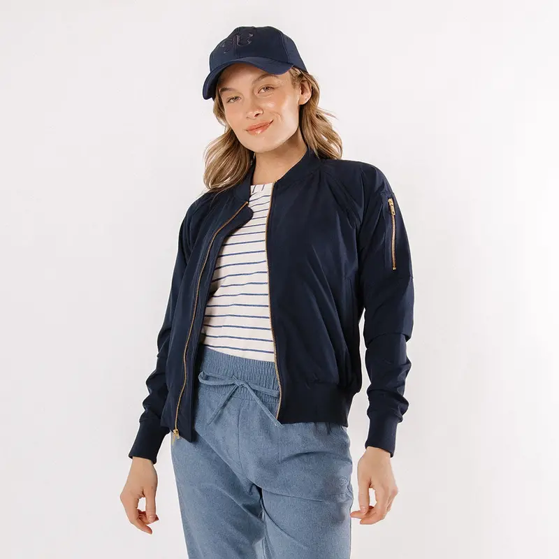 True Blue Modern Bomber Jacket for Women