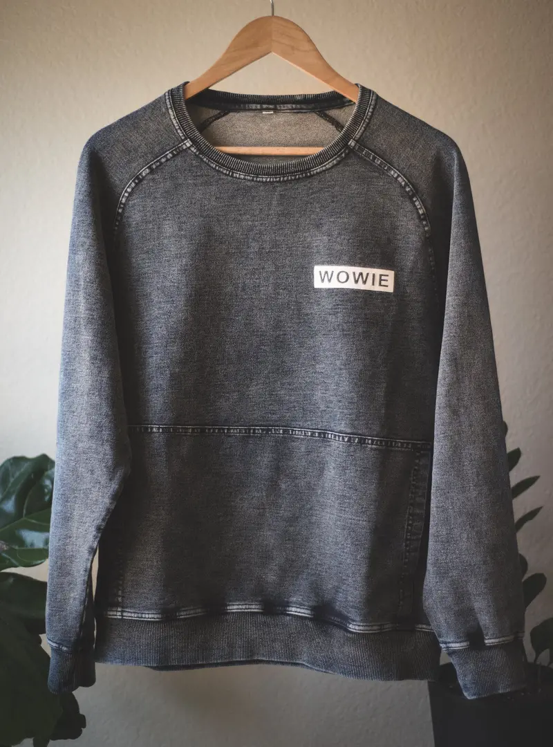 Vintage-Washed Crewneck Sweater – Acid Wash Black