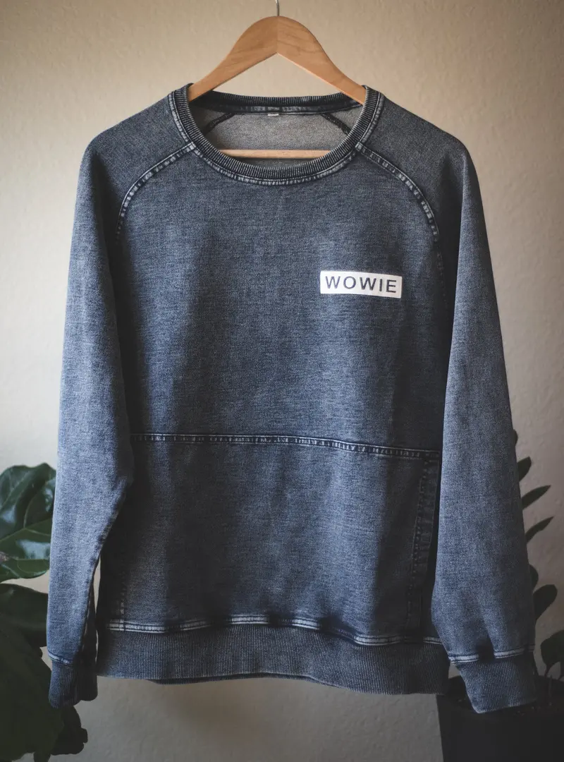 Vintage-Washed Crewneck Sweater – Acid Wash Blue