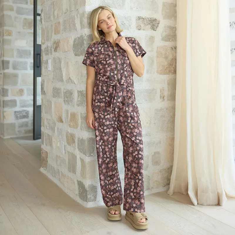 Walnut Micro-Floral City Jumpsuit