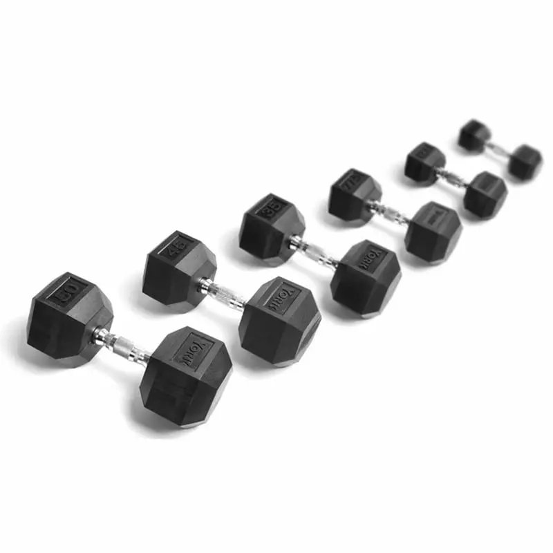 YORK Black Rubber Dumbbell Set – 5 to 50 lbs